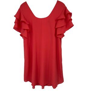 GB orange Ruffled Sleeve  Womens Dress size Large short sleeve new